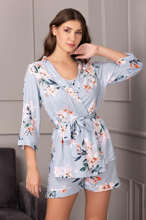 private lives Floral Satin Night suit with Robe