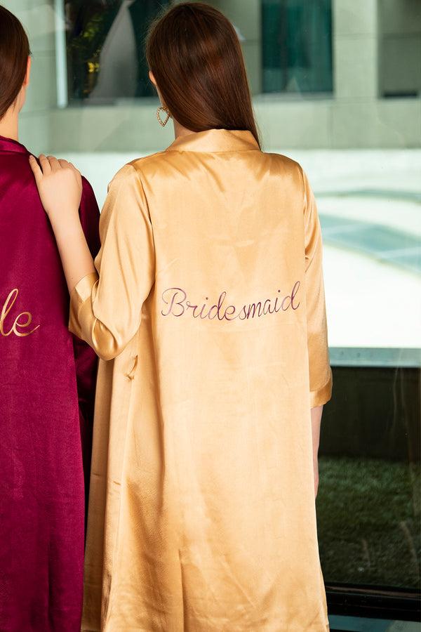 private lives Golden Satin Bridesmaid Robe Set