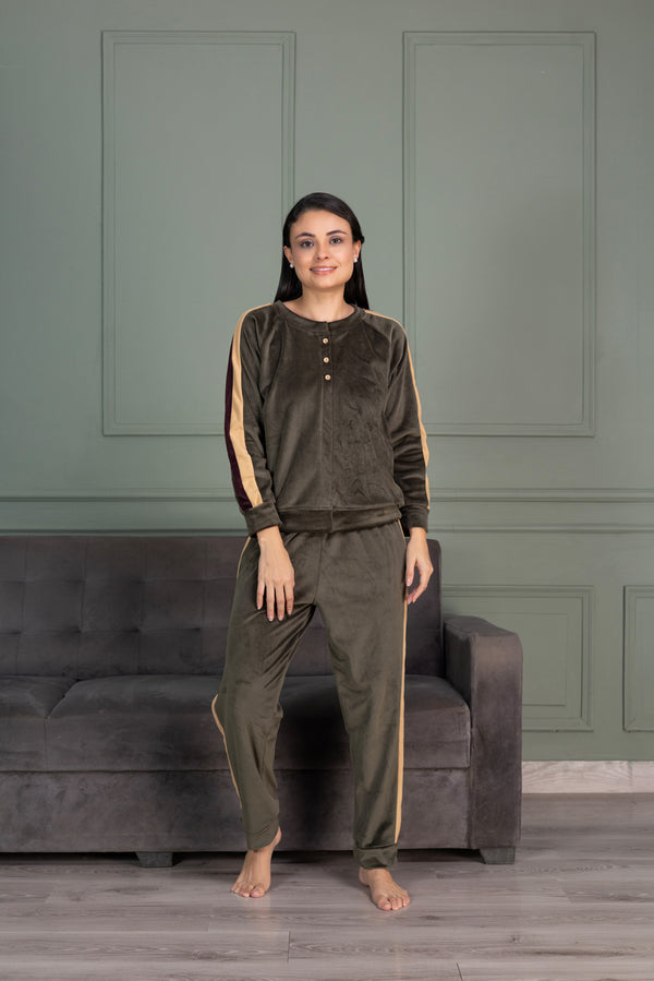 Private Lives Green Velvet Track Suit