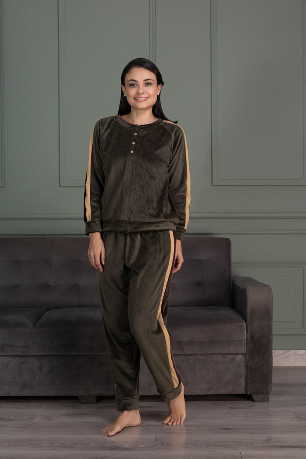 Private Lives Green Velvet Track Suit