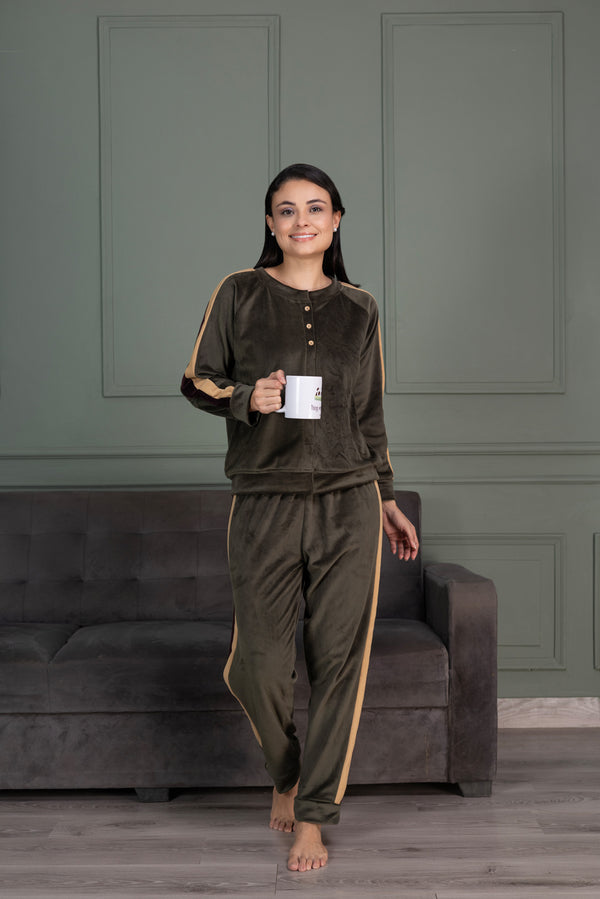 Private Lives Green Velvet Track Suit