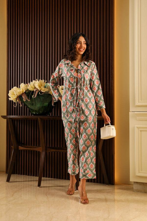 Private Lives Grey Printed Cotton Co-ord Set