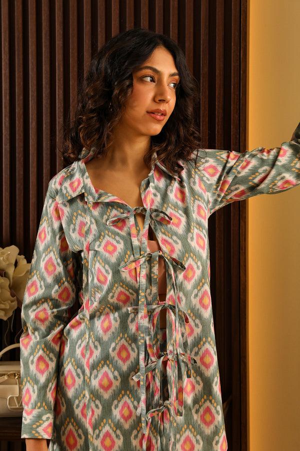 private lives Grey Printed Cotton Co-ord Set