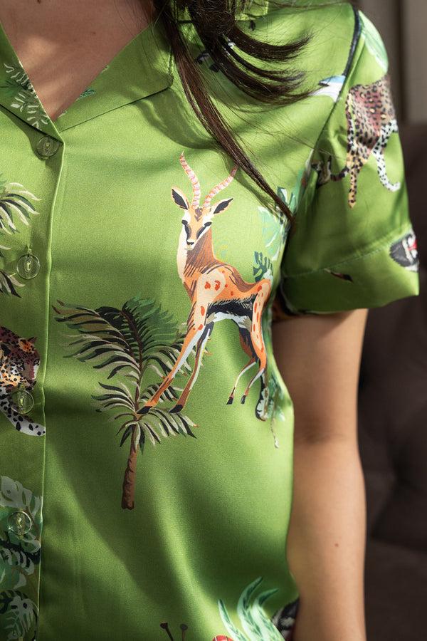 Private Lives Jungle Pj Set In Superior Satin