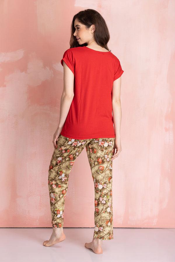 Private Lives Knit Cotton Floral Night Suit