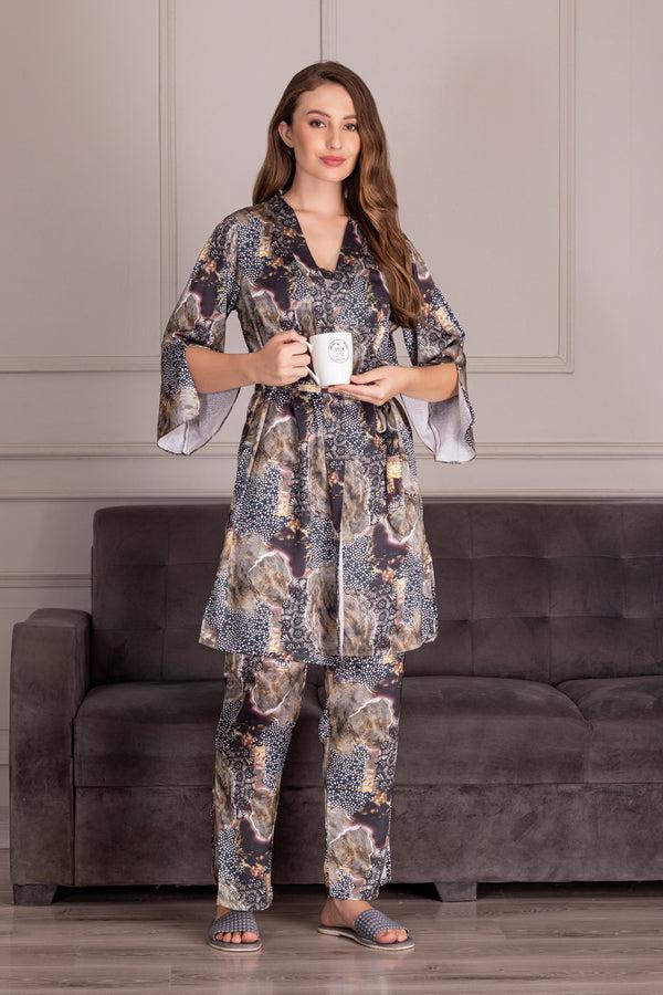 private lives Leopard print Pj set with Robe