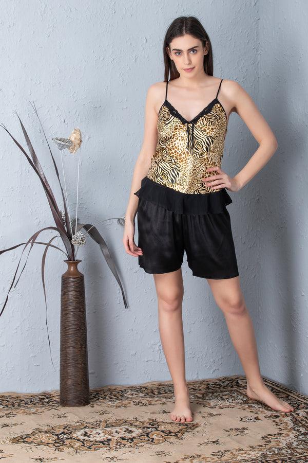 private lives Leopard print slip & shorts Night suit