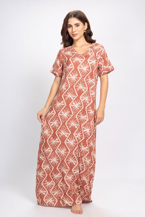 private lives Long Night dress in Printed Cotton