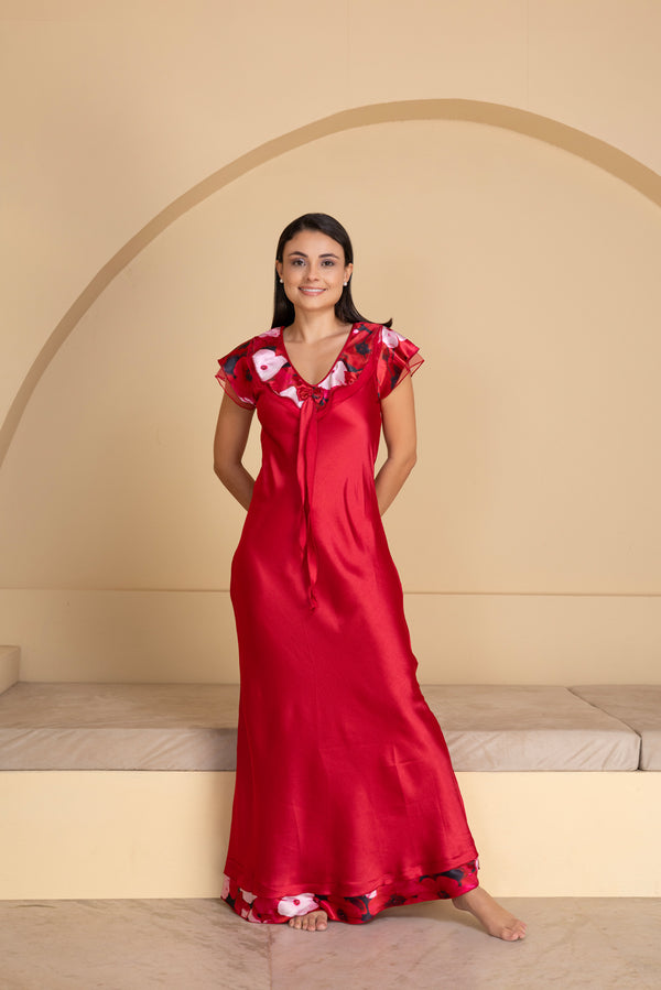 Private Lives Maroon Satin Nightdress