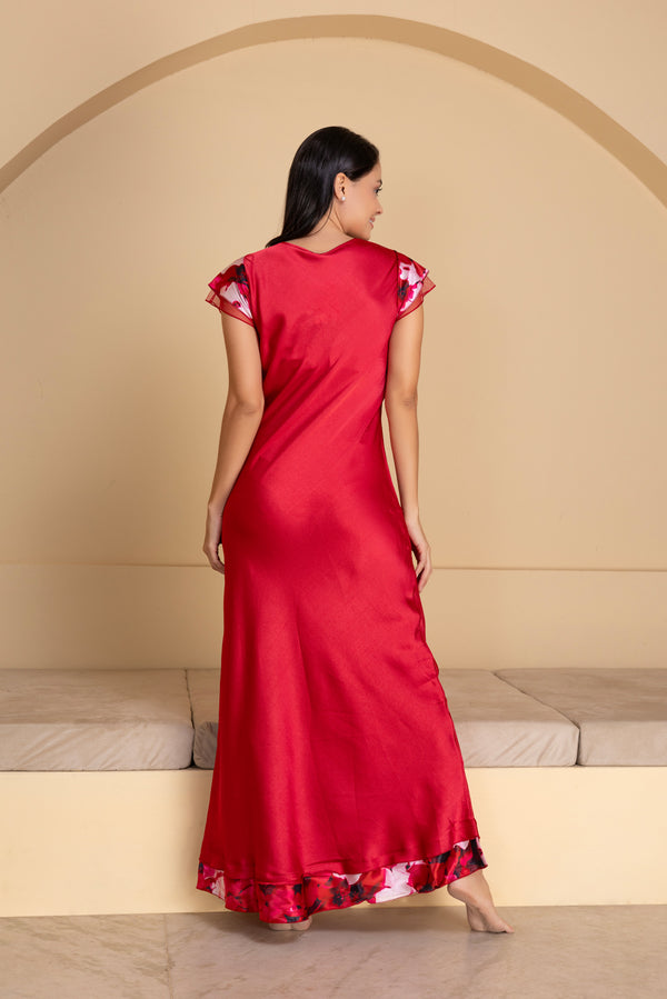 Private Lives Maroon Satin Nightdress