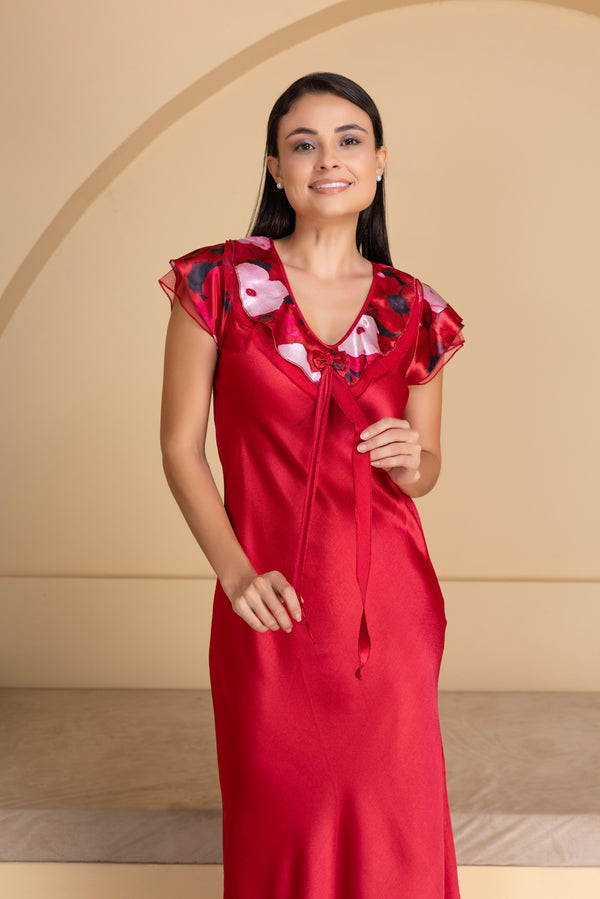 private lives Maroon Satin Nightdress