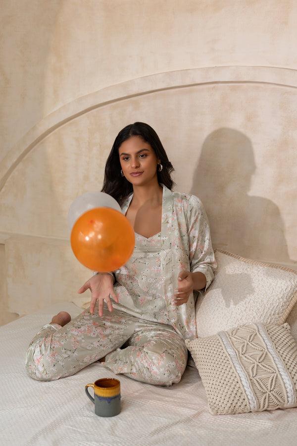 Private Lives Mint Blossom Dream Pj Set With Robe