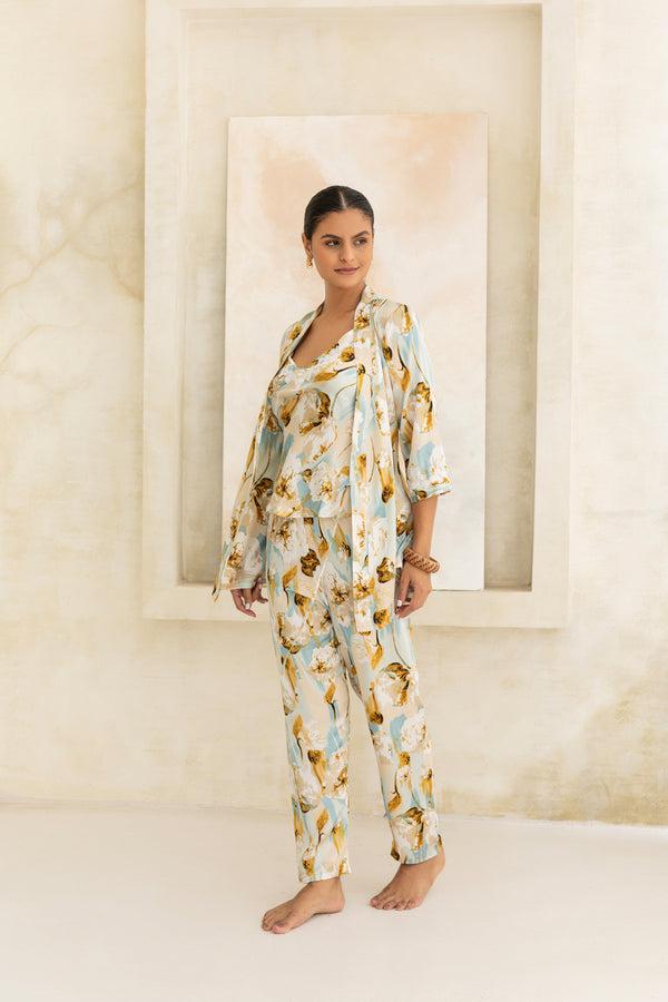 Private Lives Ocean Blue Pj Set With Robe