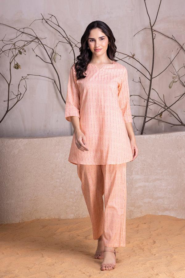 Private Lives Orange Stripe Cotton Co-ord Set