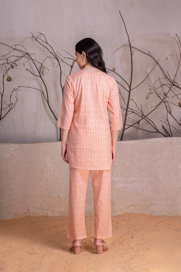 Private Lives Orange Stripe Cotton Co-ord Set