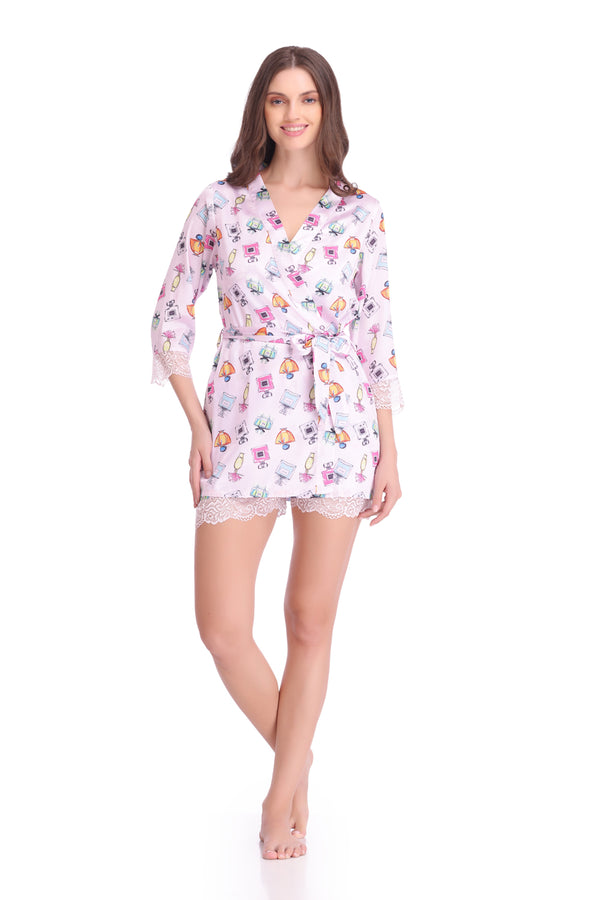 Private Lives Perfume Print Night Suit With Robe