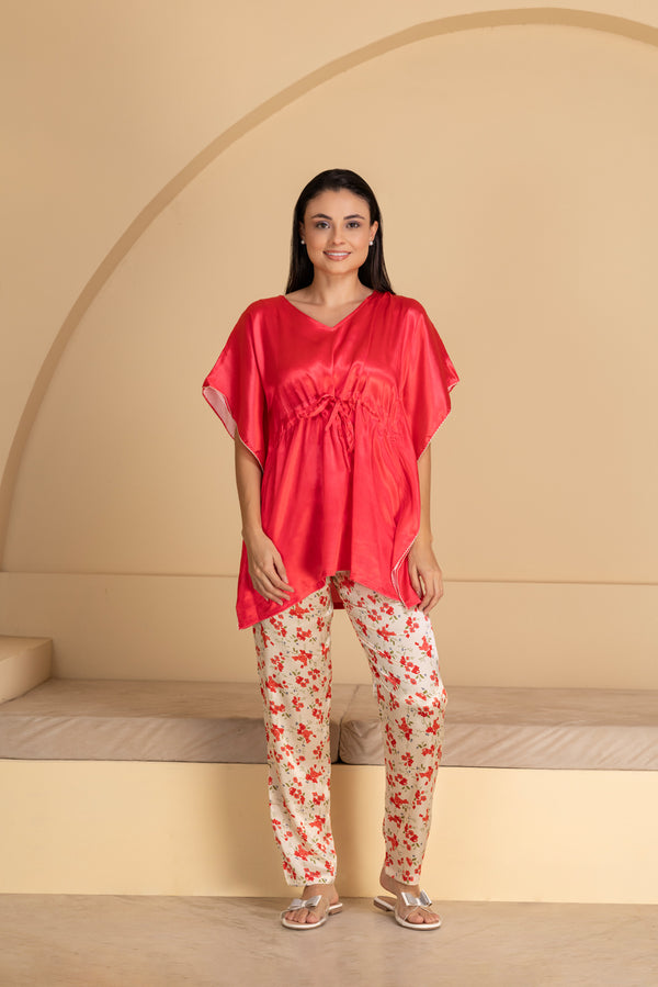 Private Lives Pink Satin Kaftan Pj Set