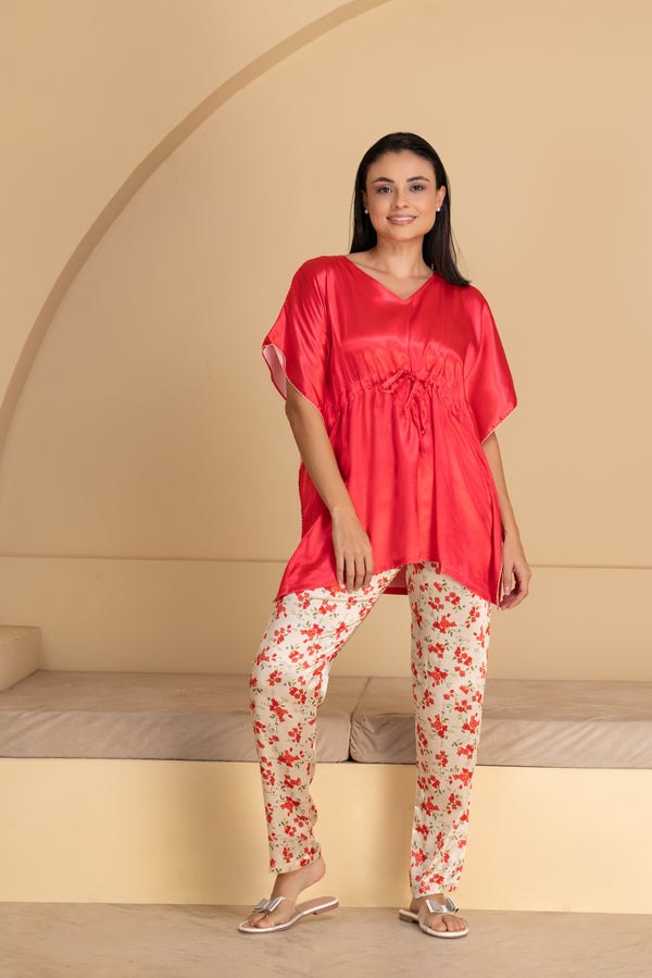 Private Lives Pink Satin Kaftan Pj Set