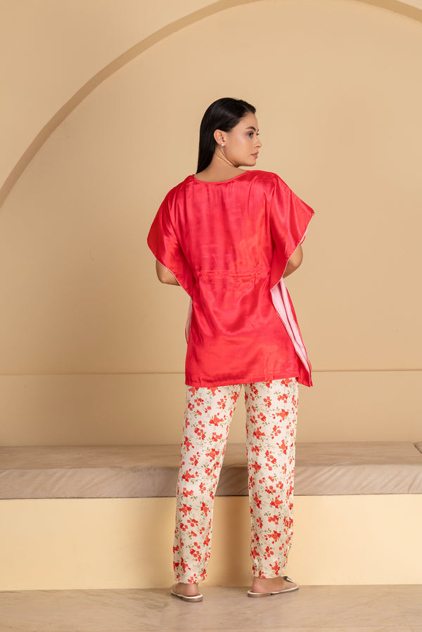 Private Lives Pink Satin Kaftan Pj Set