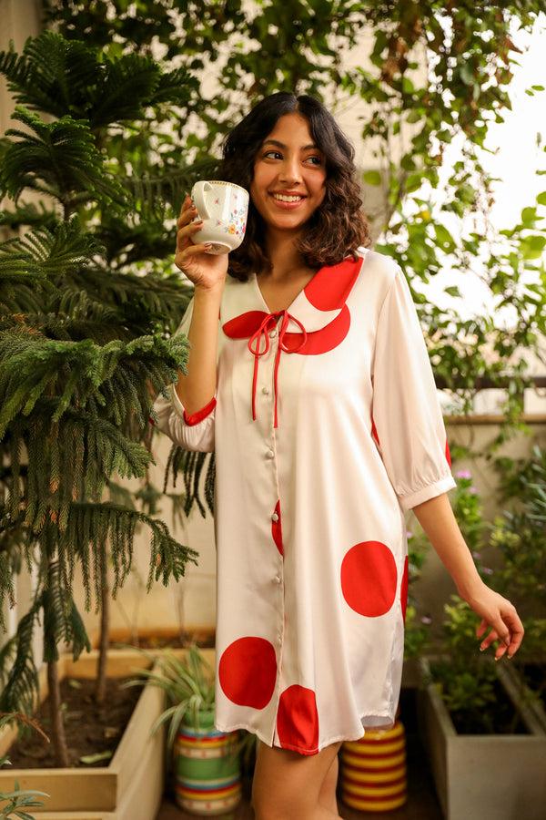 Private Lives Polka Short Nighty In Satin