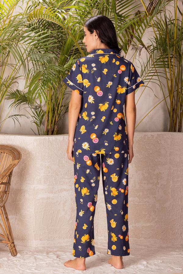 Private Lives Printed Classic Collar Night Suit