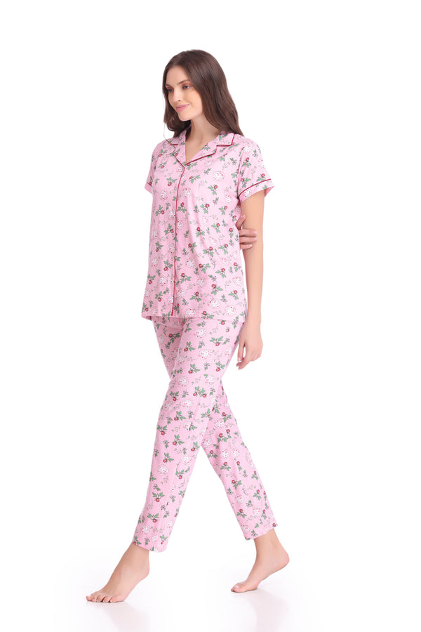 Private Lives Printed Classic Collar Night Suit