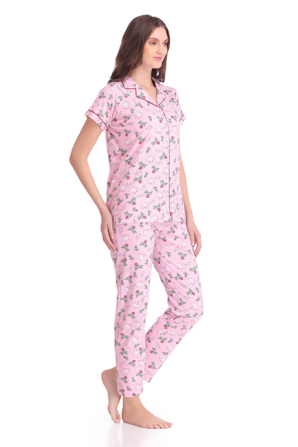 Private Lives Printed Classic Collar Night Suit