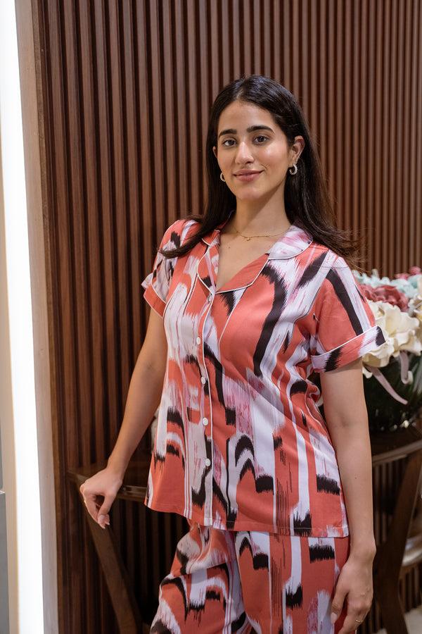 Private Lives Printed Pj Set In Rayon