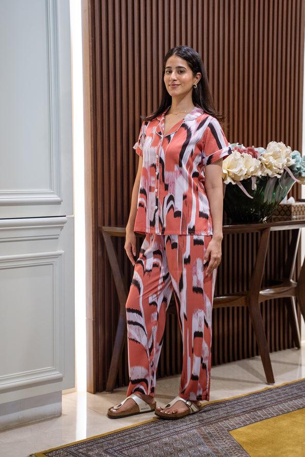 Private Lives Printed Pj Set In Rayon