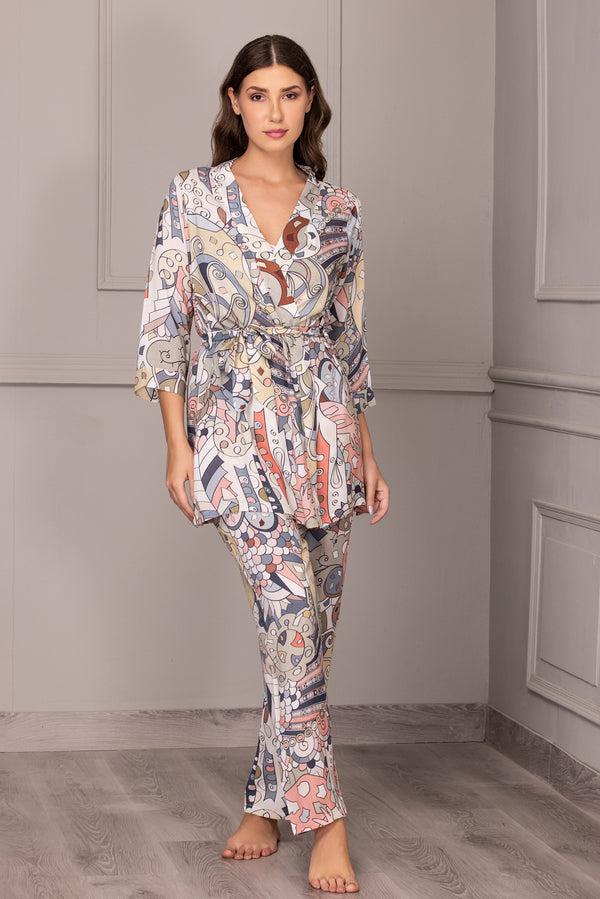 private lives Printed Pj set with Robe