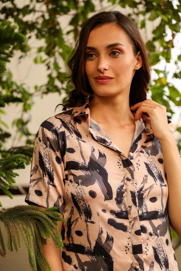 Private Lives Printed Satin Co-ord Set