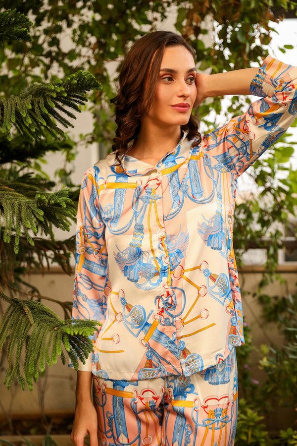 Private Lives Printed Satin Co-ord Set