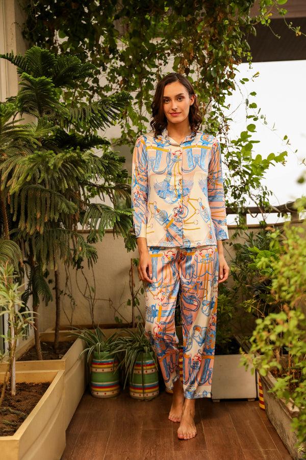 private lives Printed Satin Co-ord set