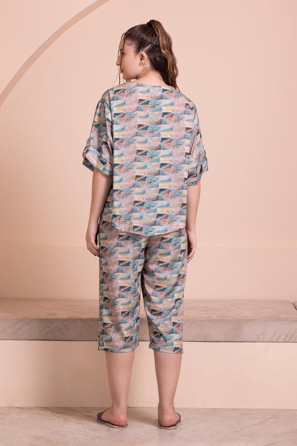 Private Lives Printed Satin Co-ord Set