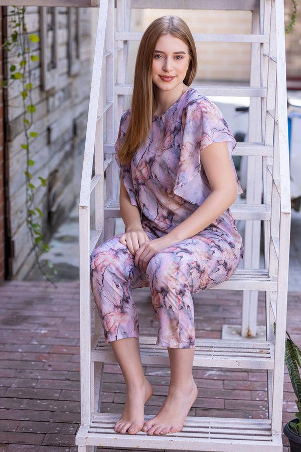 Private Lives Printed Satin Co-ord Set