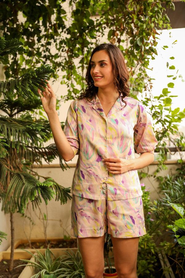 private lives Printed Satin Co-ord set