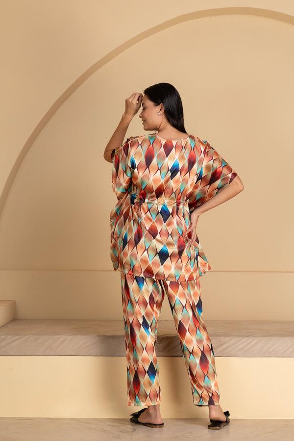 Private Lives Printed Satin Kaftan