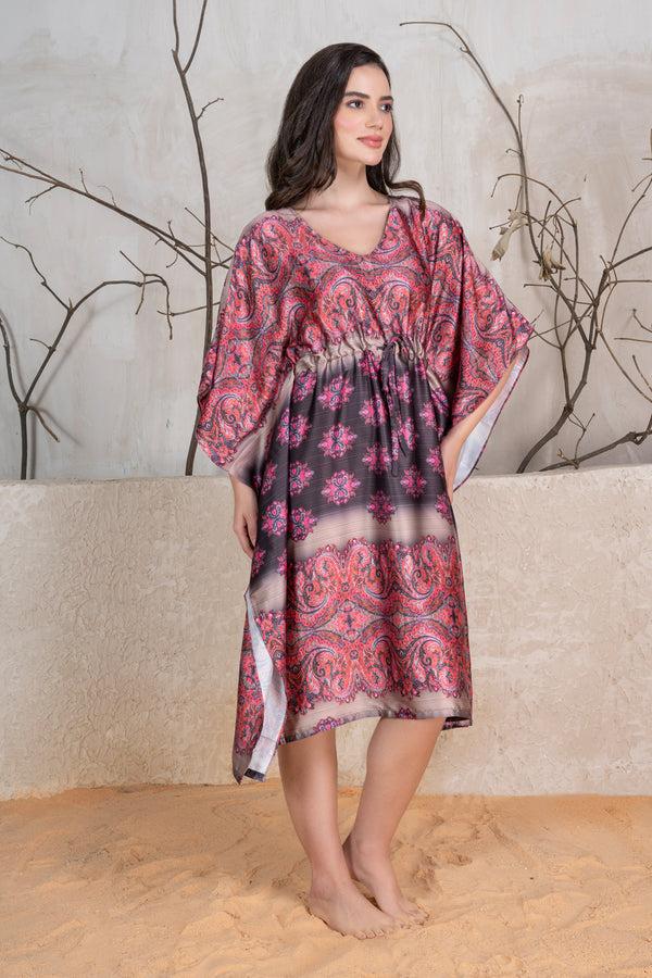 Private Lives Printed Satin Kaftan