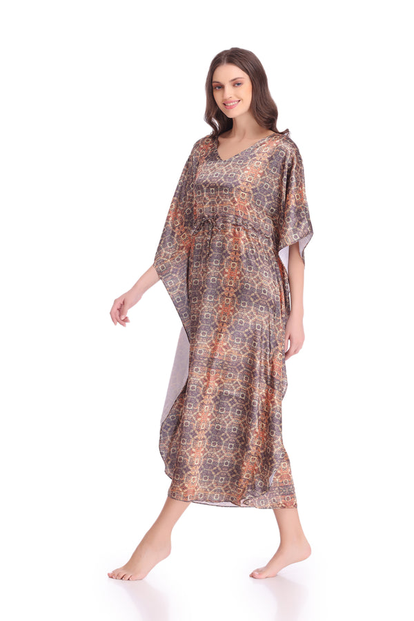 Private Lives Printed Satin Kaftan