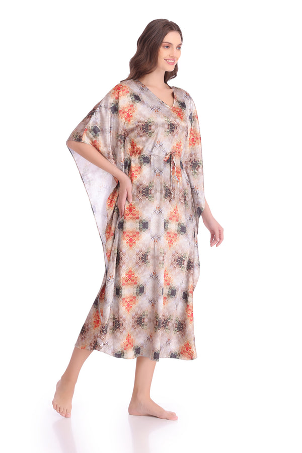 Private Lives Printed Satin Kaftan