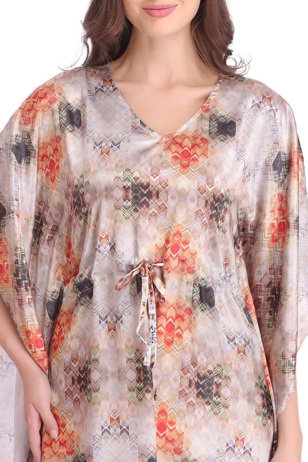 Private Lives Printed Satin Kaftan