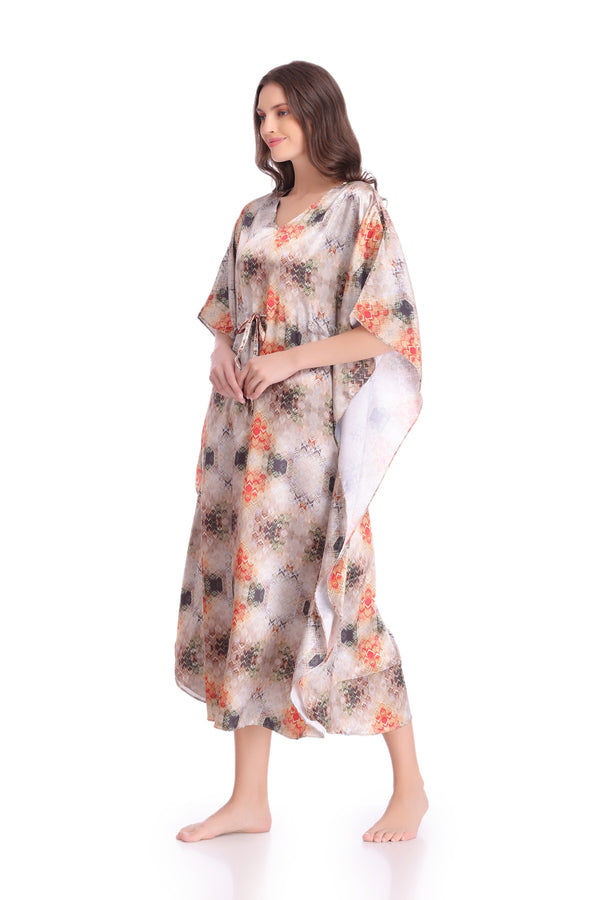 Private Lives Printed Satin Kaftan