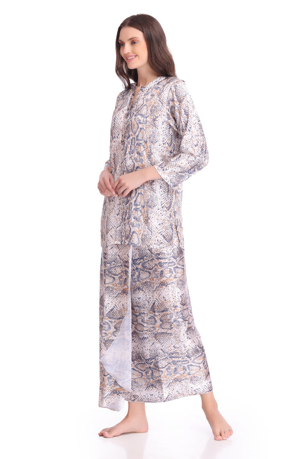 Private Lives Printed Satin Lungi Kurta