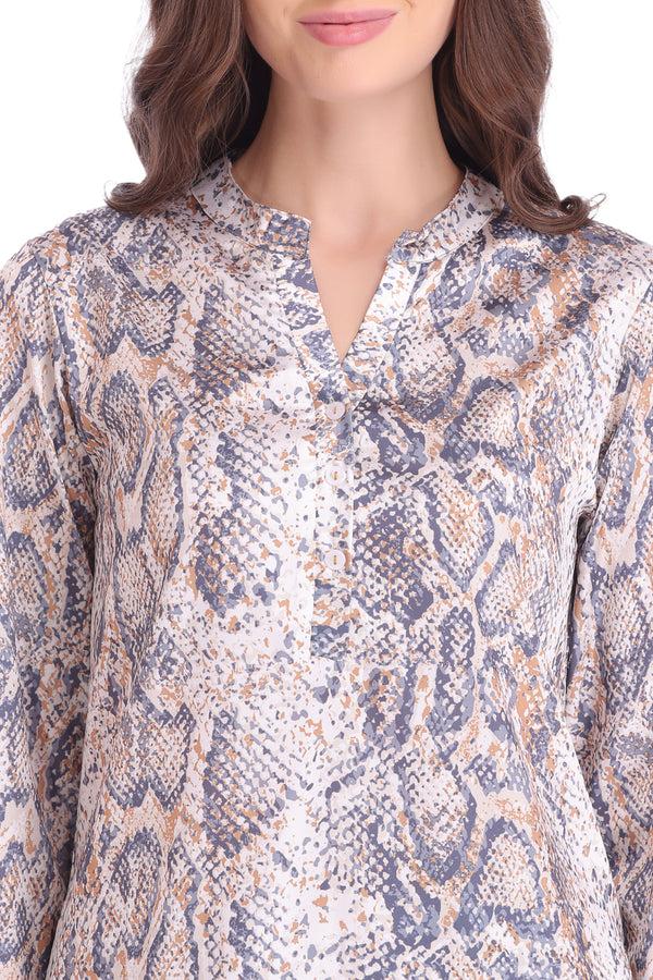 Private Lives Printed Satin Lungi Kurta