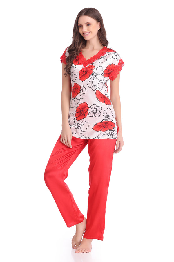 Private Lives Printed Satin Night Suit