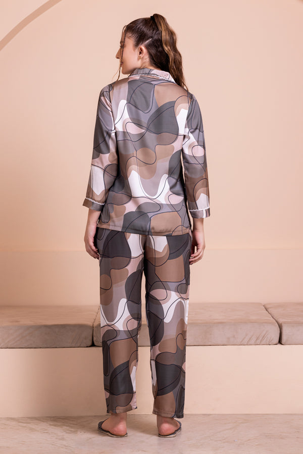 Private Lives Printed Satin Pj Set