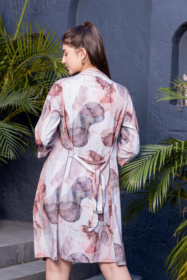 Private Lives Printed Satin Short Nightgown Set