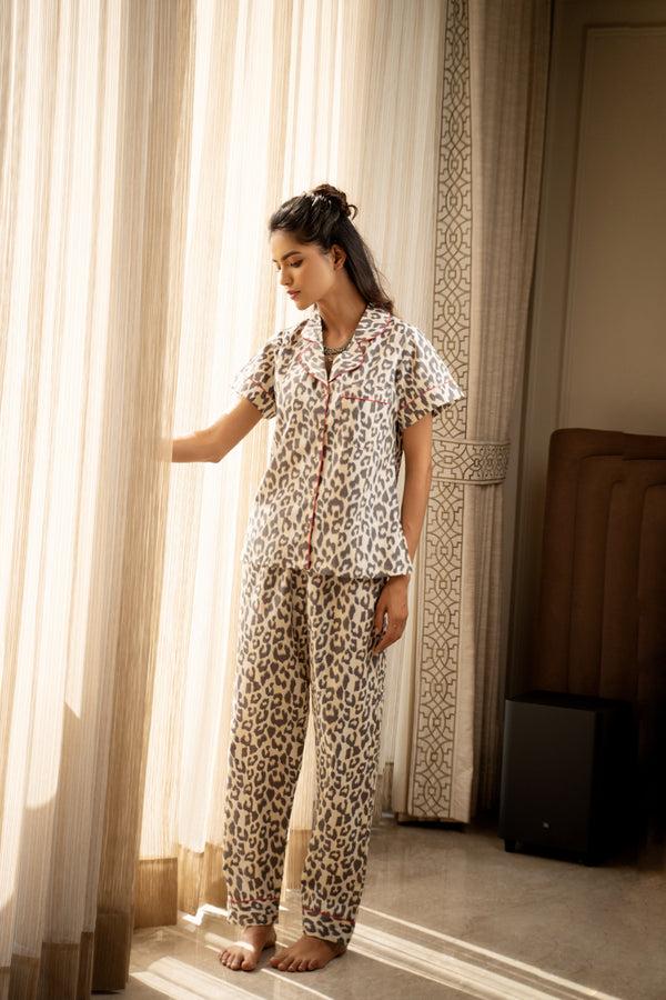 Private Lives Pure Cotton Leopard Night Suit