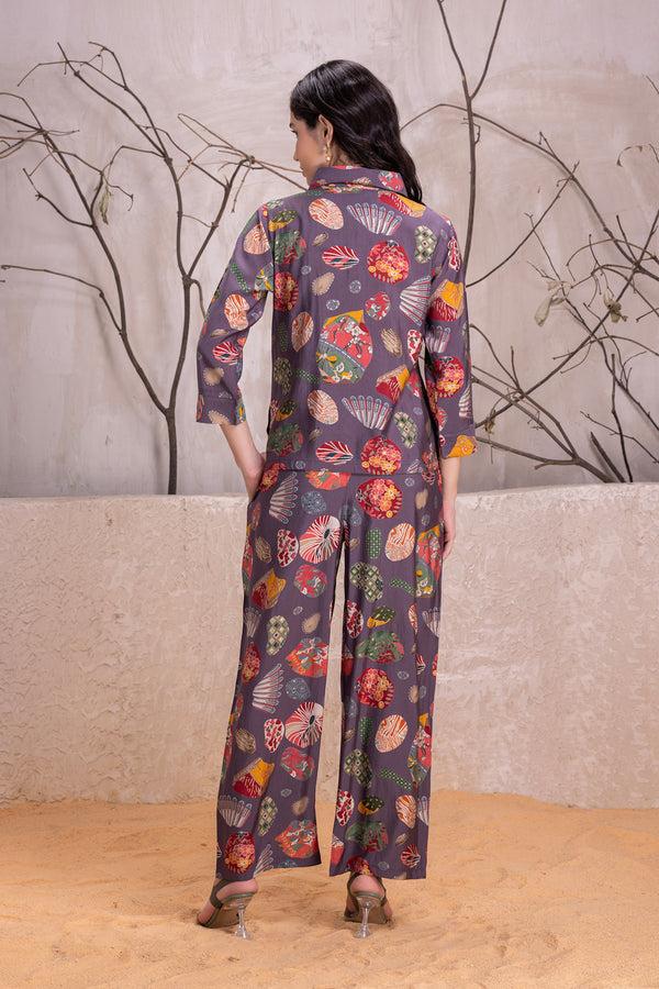 Private Lives Purple Floral Printed Co-ord Set