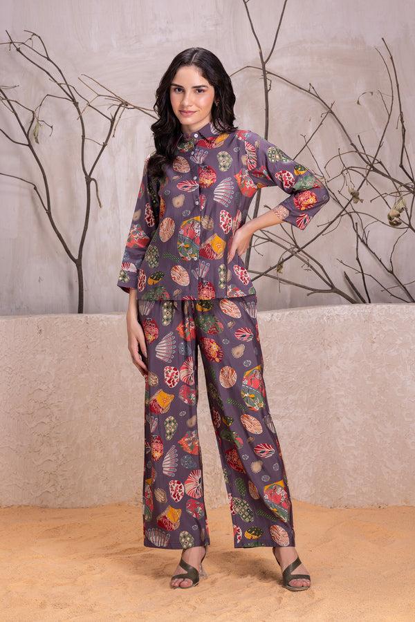 Private Lives Purple Floral Printed Co-ord Set